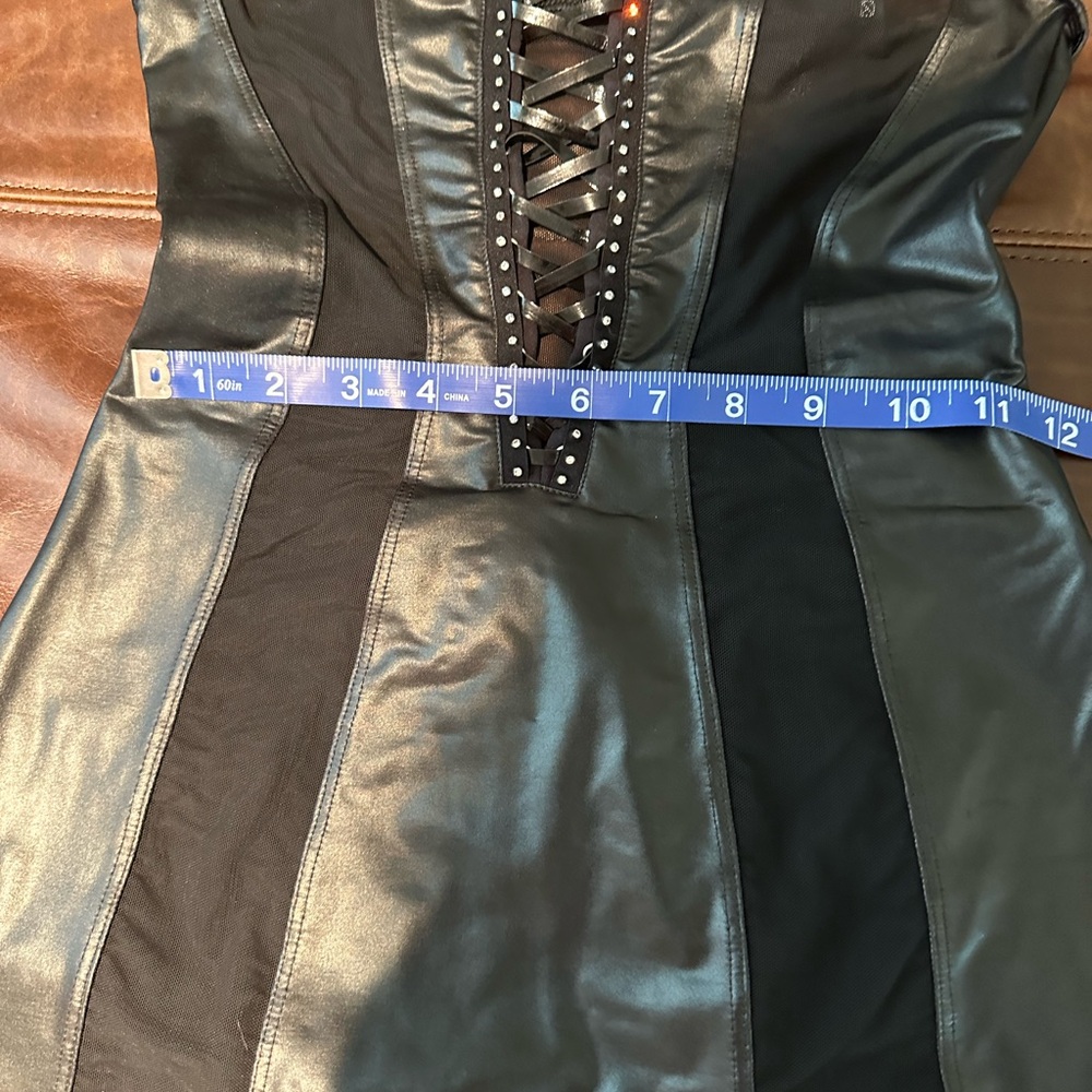 Patrice Catanzaro France Assia Dress, Black Wetlook with Sheer Panels, size L - Picture 8 of 8